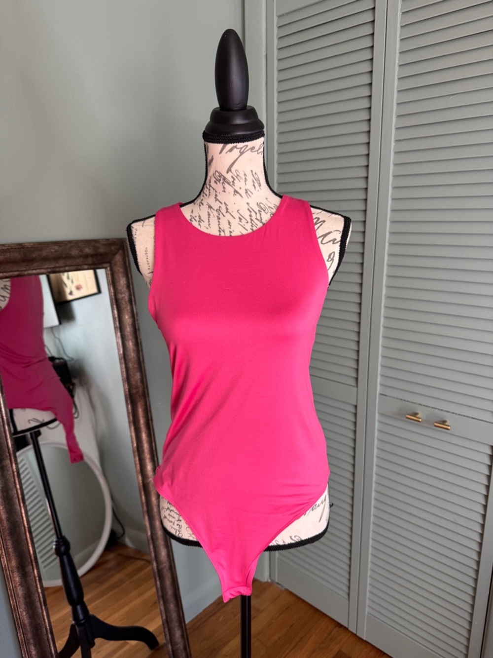 Sleeveless Hot Pink Scoop Neck Bodysuit